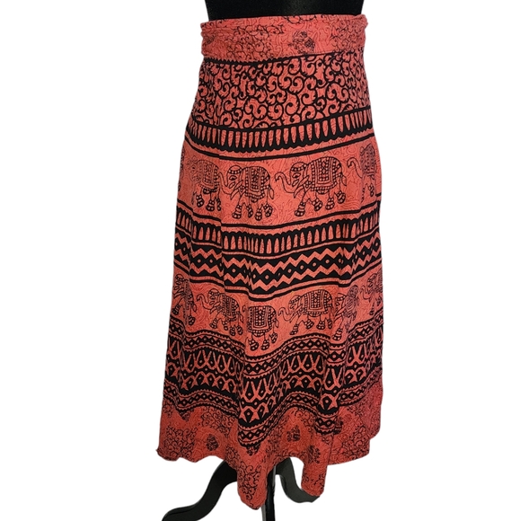 India elephant print wrap midi skirt - Picture 2 of 4